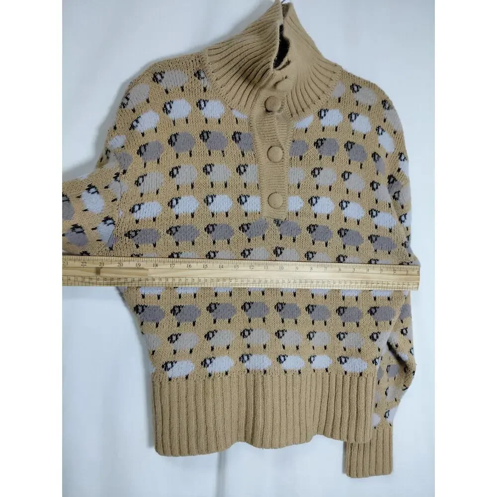 Zara Tan Animal Print Pullover Sweater Women Size M